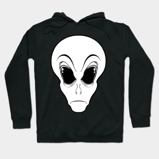 Gray Cartoon Alien Head - Lined Hoodie